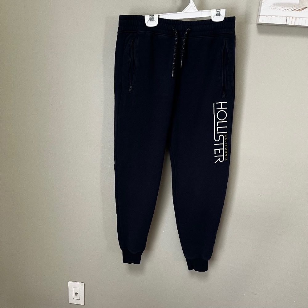 Hollister "California" Logo Fleece Banded Cuff Drawstring Sweatpants/…